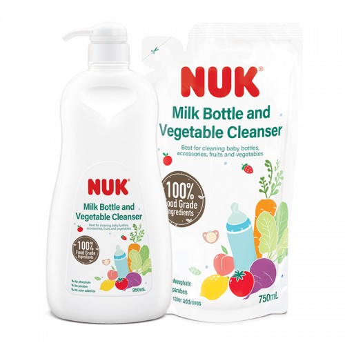 NUK Milk Bottle and Vegetable Cleanser 950ml + Refill 750ml | 100% Food Grade Ingredients